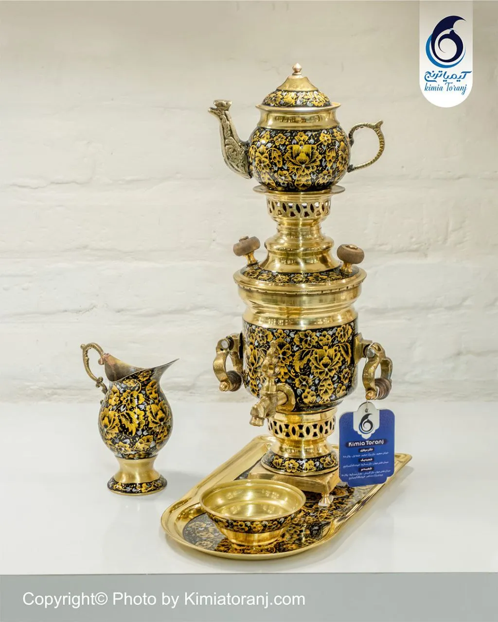 سرویس سماور زرینه 1 لیتر استوانه برنجی