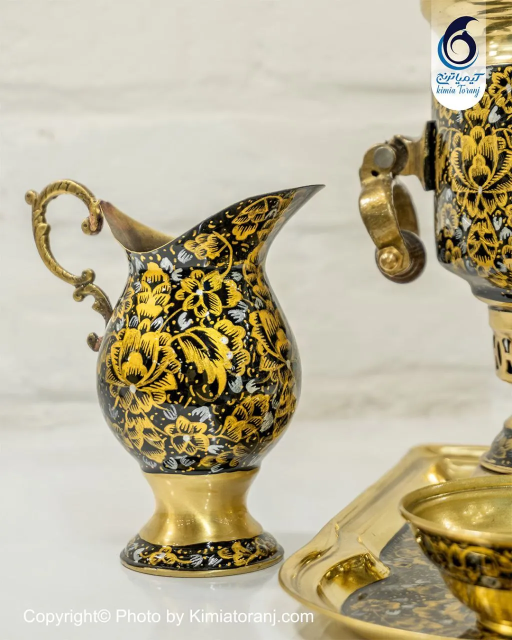 سرویس سماور زرینه 1 لیتر استوانه برنجی