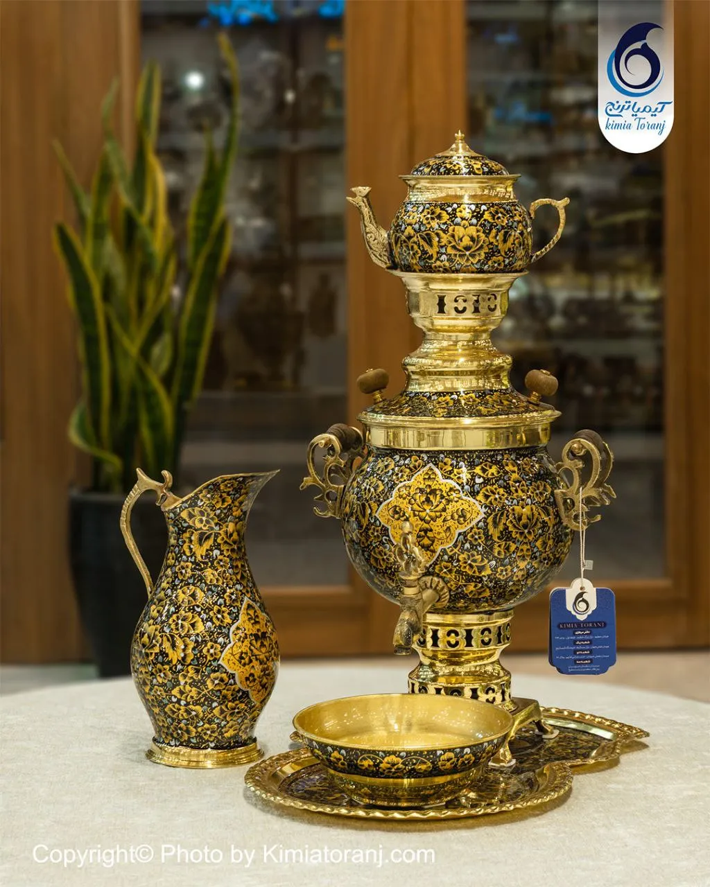 سرویس سماور زرینه 3 لیتر توپی برنجی