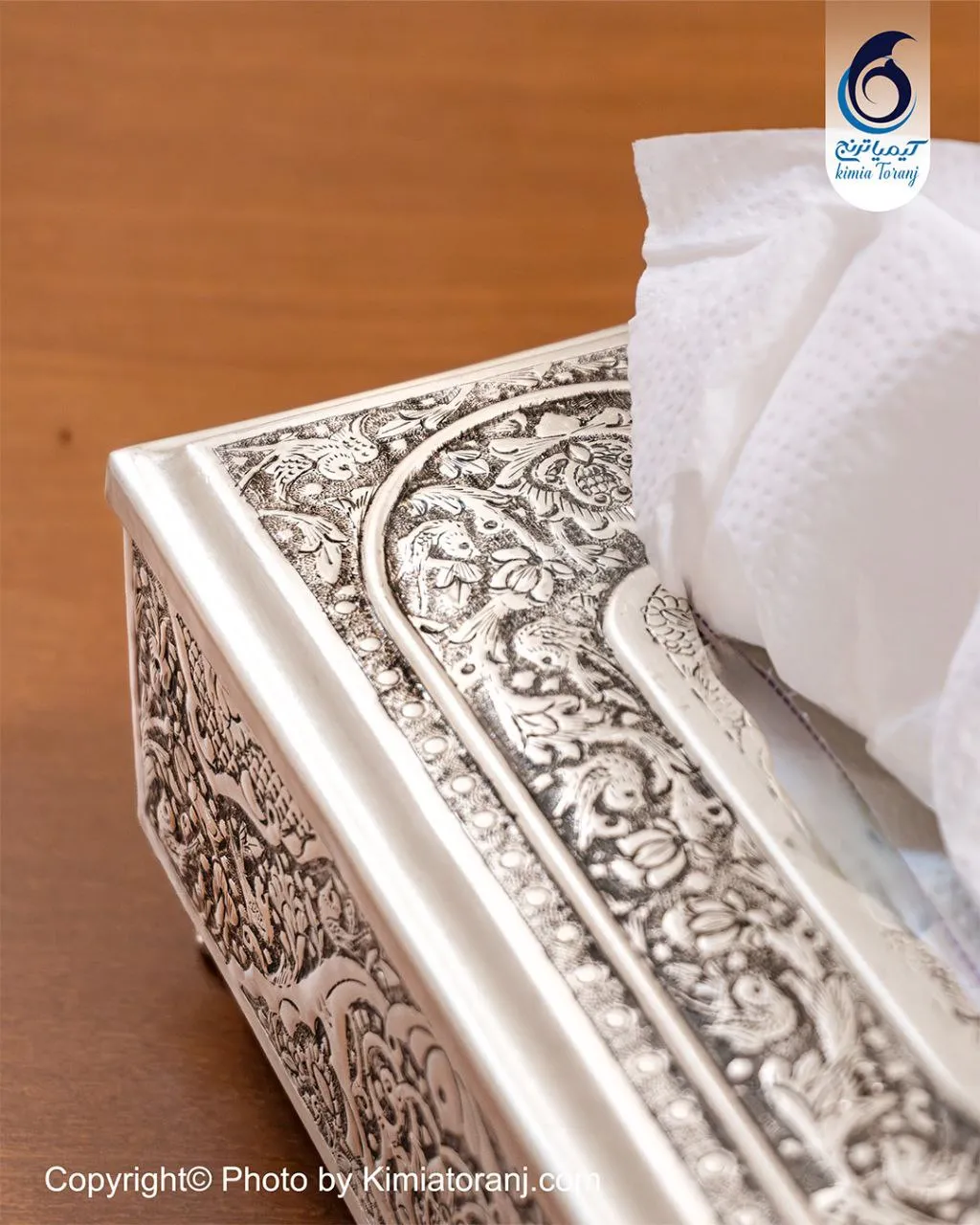 جادستمال شبه نقره قلم گل و مرغ