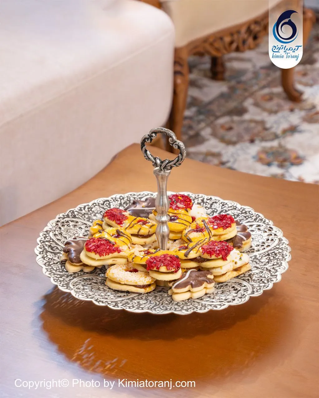 شیرینی خوری شبه نقره قلم گل و مرغ