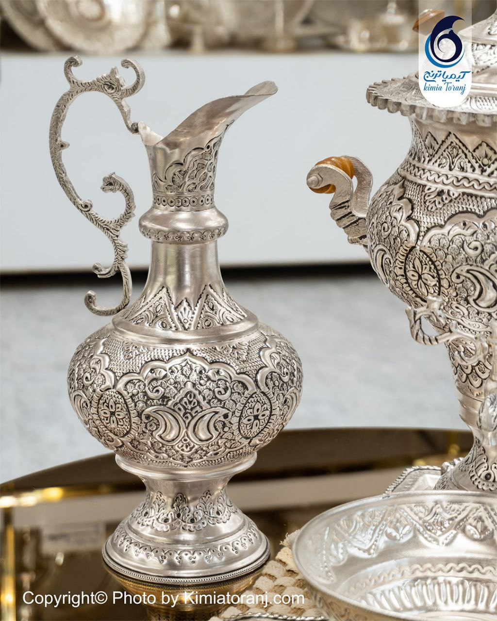 سماور شبه نقره قلم اسلیمی