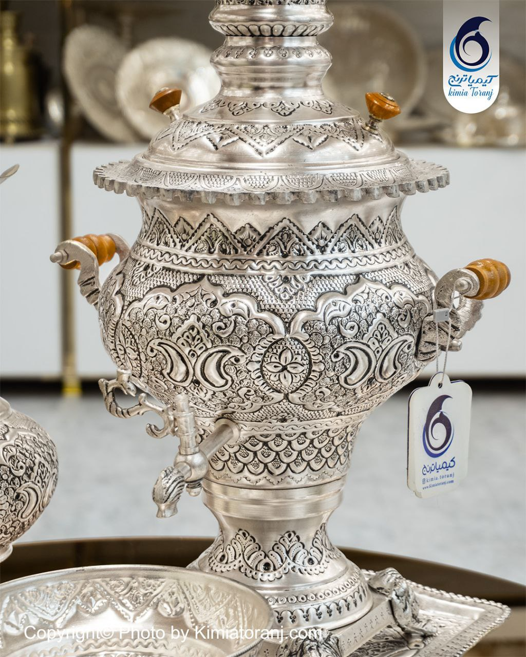 سماور شبه نقره قلم اسلیمی