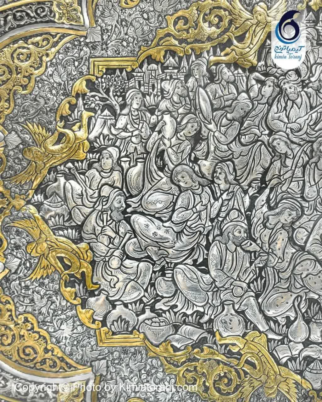 سینی دیوارکوب قلم زنی دست اسلیمی و صورت