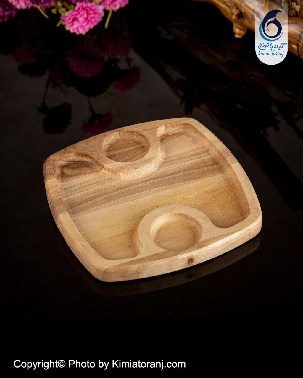 ست قندان چوبی و  برنجی ساده