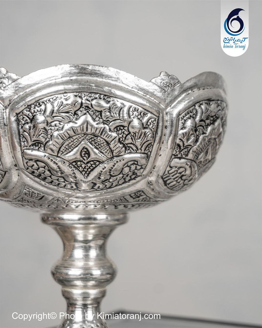 کاسه آجیل خوری شبه نقره قلم اسلیمی