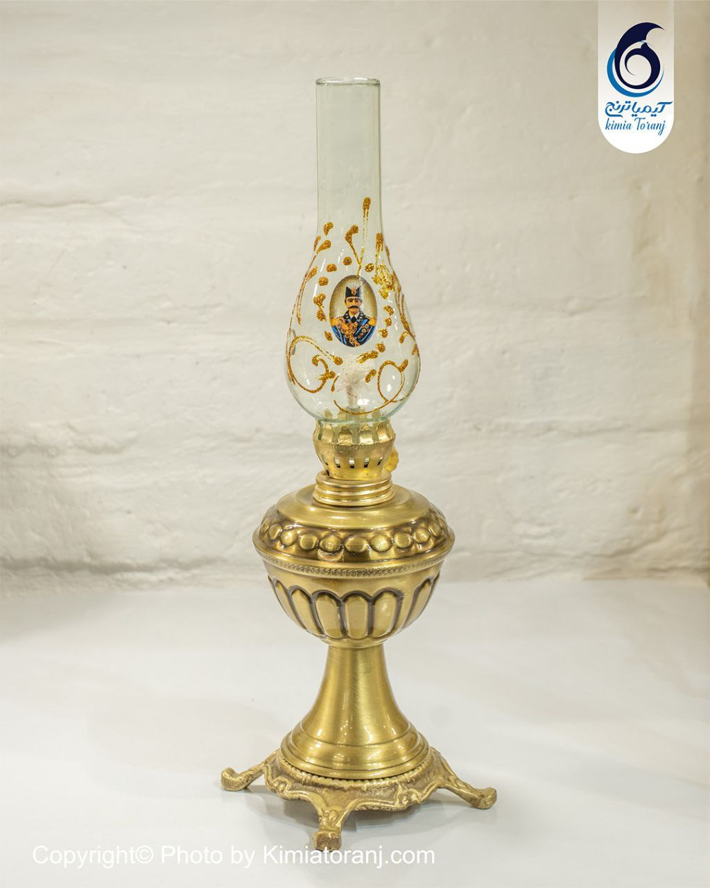 سماور ذغالی ۱ لیتری توپی خطی برنجی ضخیم