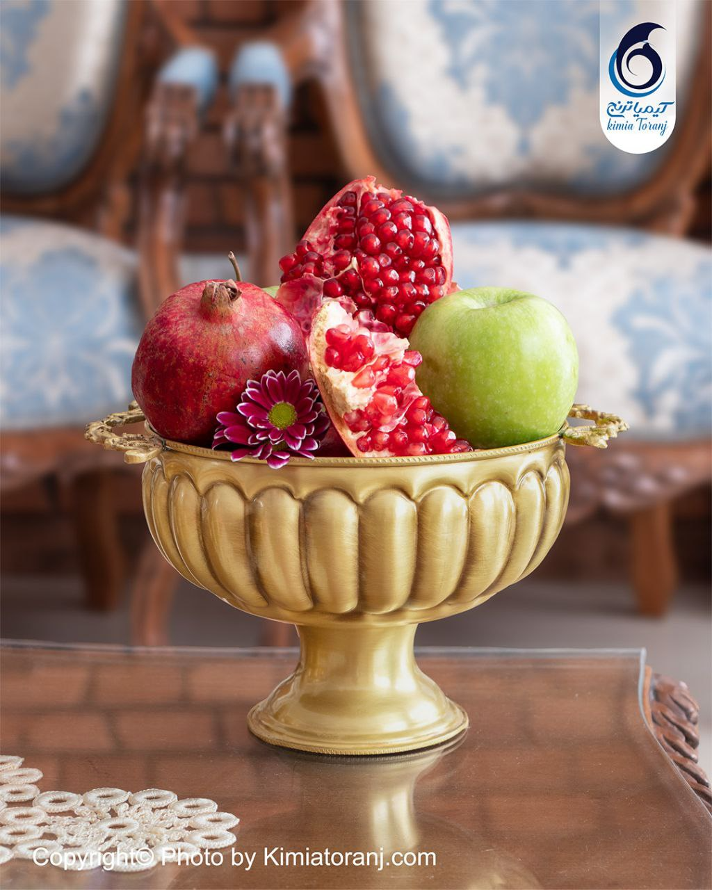 میوه خوری تک پایه برنجی خطی ضخیم