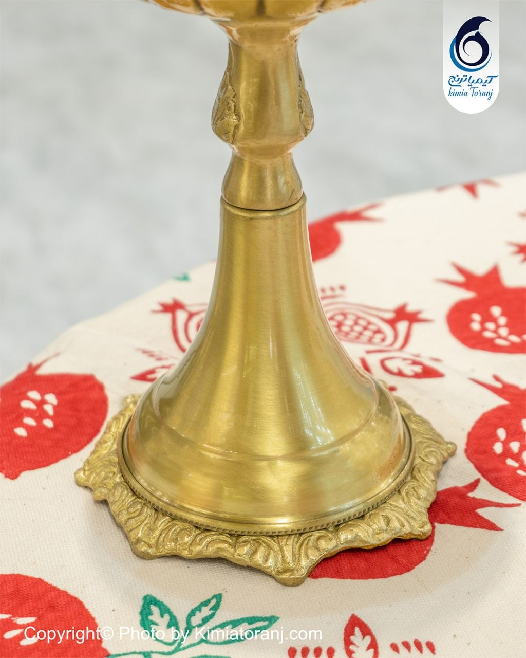 چراغ سلطنتی پایه بلند برنجی خطی