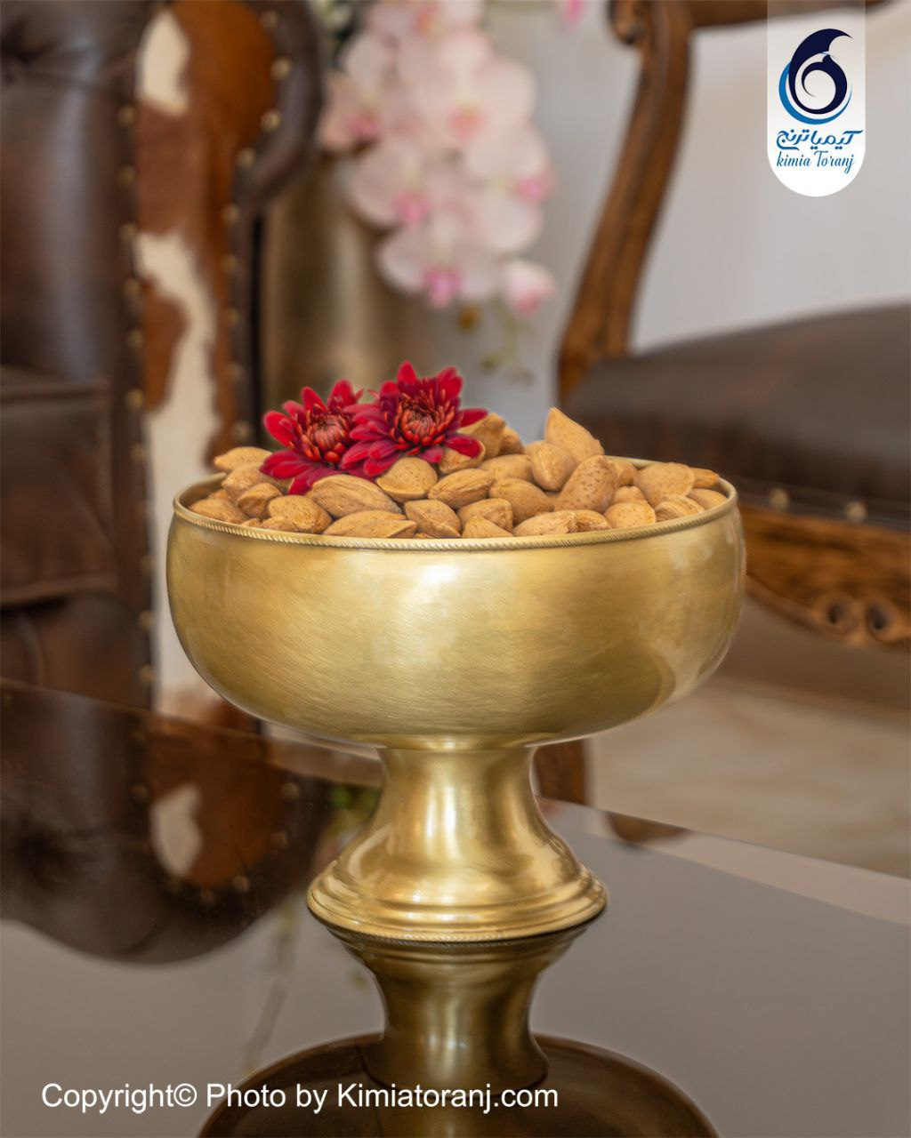 کاسه آجیل خوری تک پایه ساده برنجی ضخیم