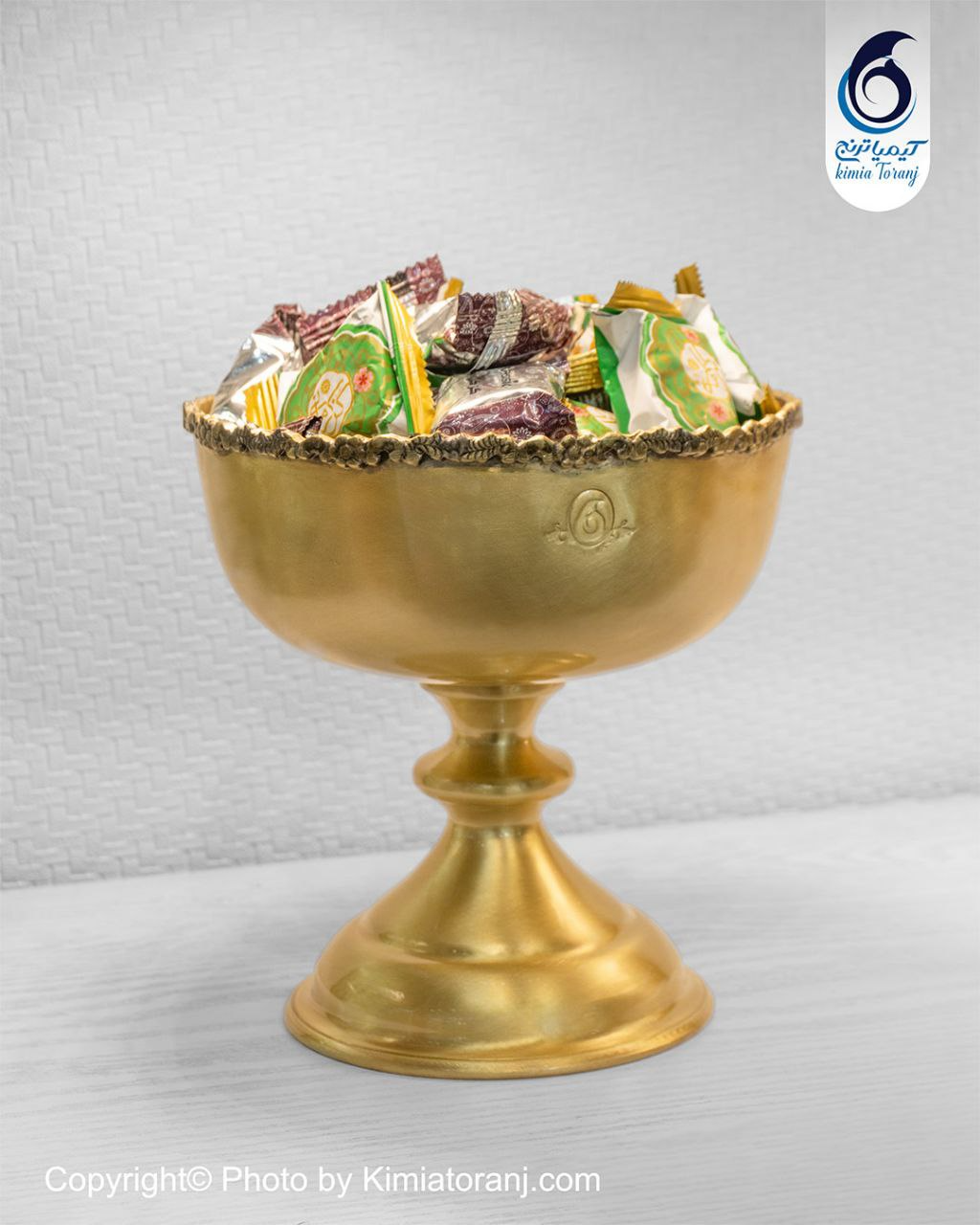 کاسه تک پایه ساده لبه زه سایز 1 برنجی ضخیم