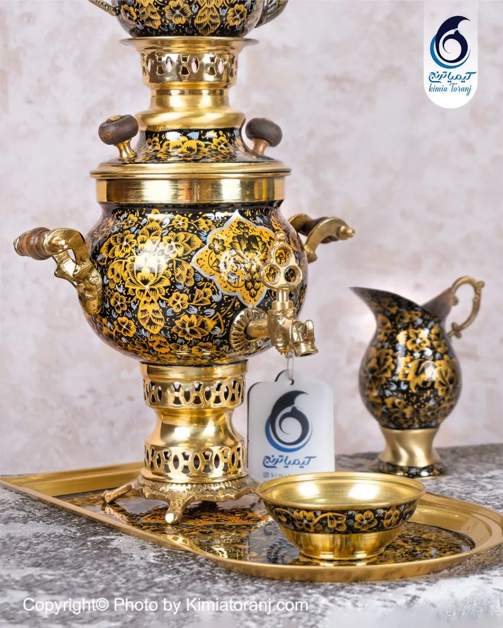 سرویس سماور زرینه ۱ لیتر توپی برنجی