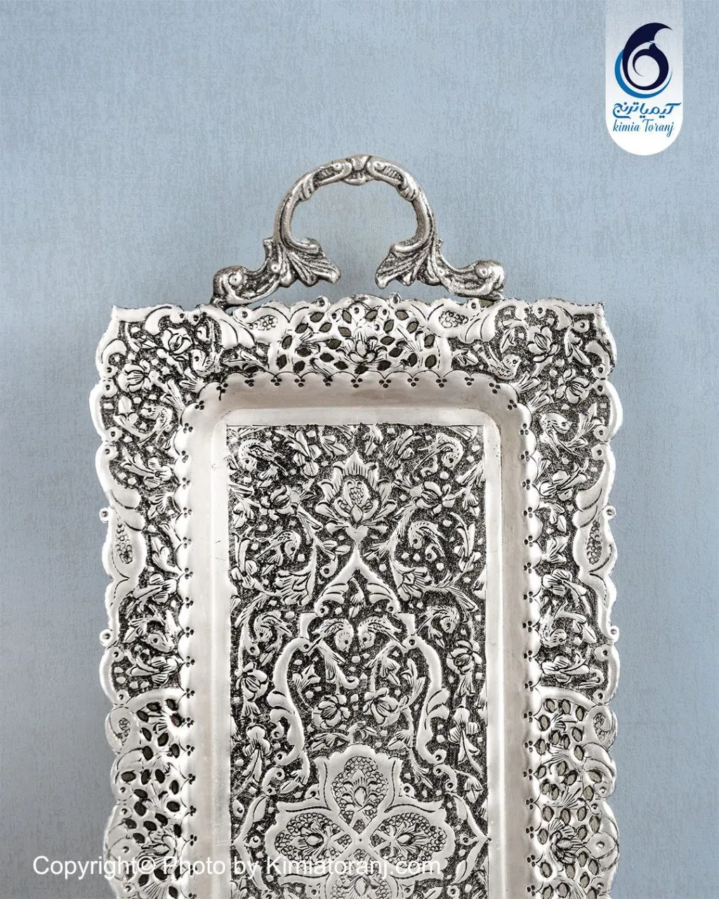 رولت خوری شبه نقره قلم گل و مرغ