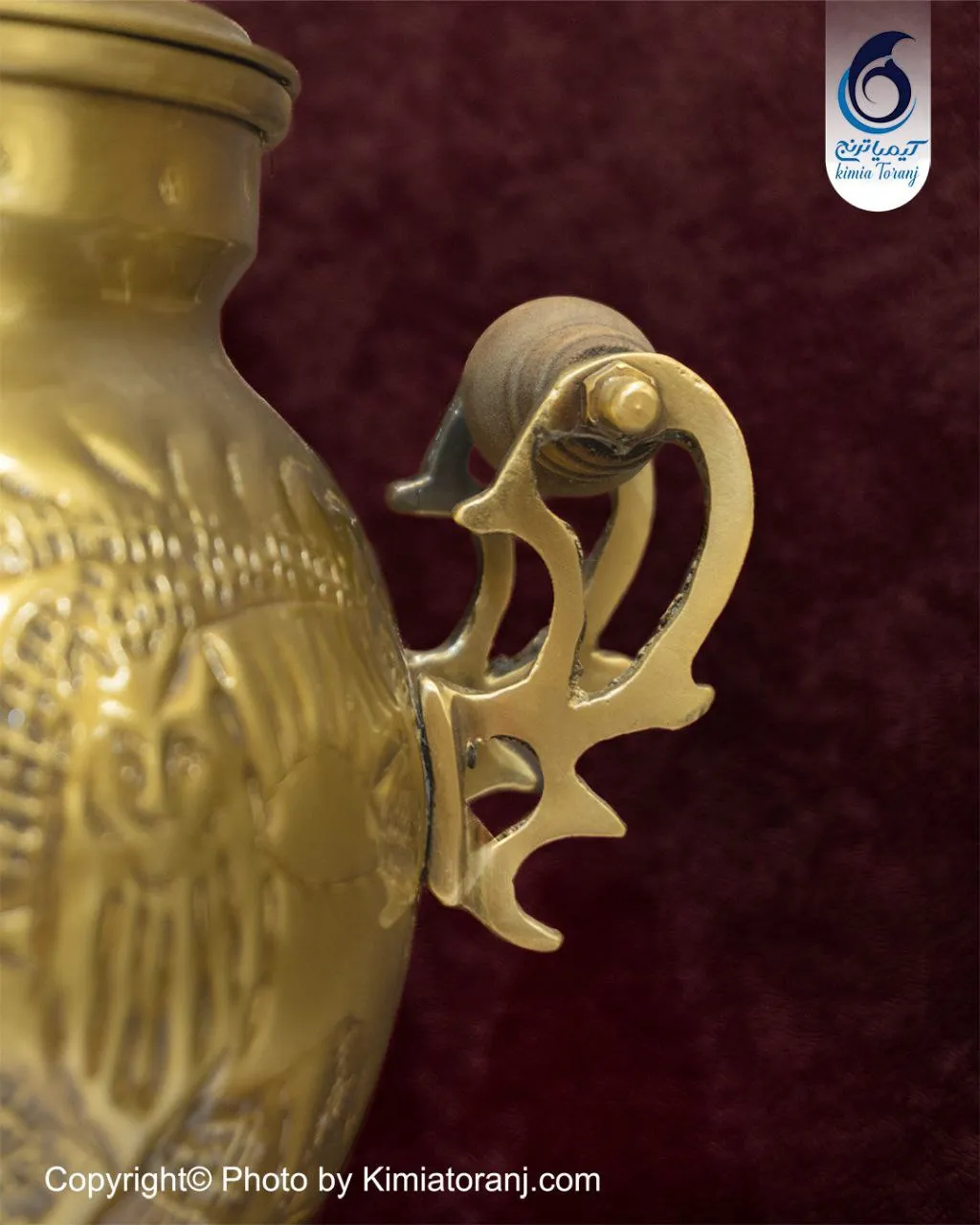 سماور ذغالی 3 لیتری توپی قلمزنی برنجی ضخیم