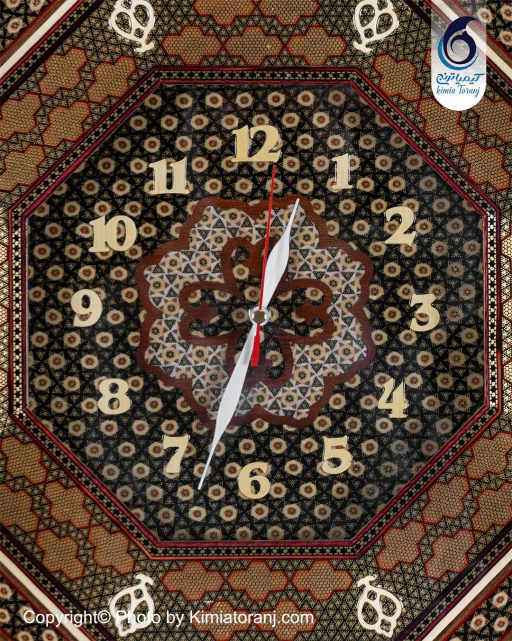 ساعت خاتم کاری هشت ضلعی با صفحه خاتم
