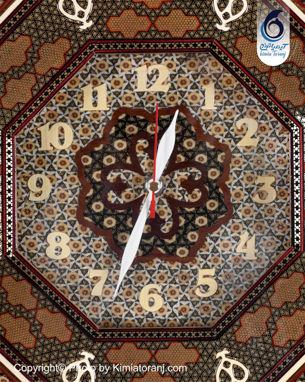 ساعت خاتم کاری هشت ضلعی با صفحه خاتم