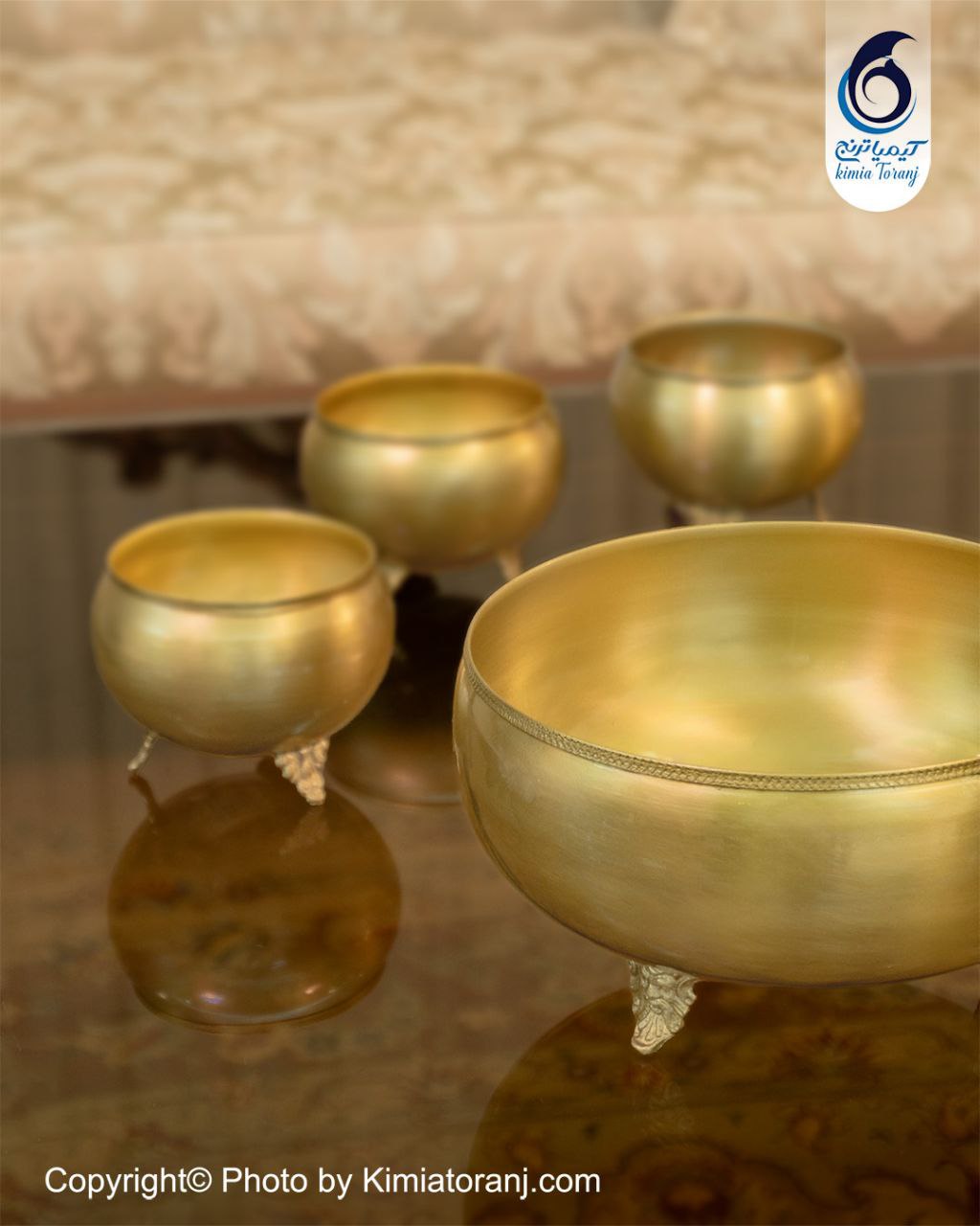 ست پسته خوری سه پایه برنجی