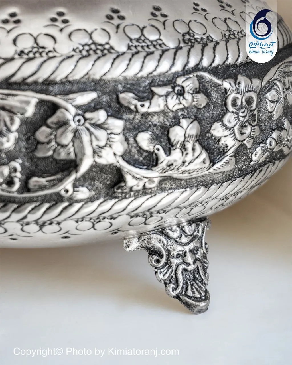 شکلات خوری عدسی شبه نقره قلم گل برجسته