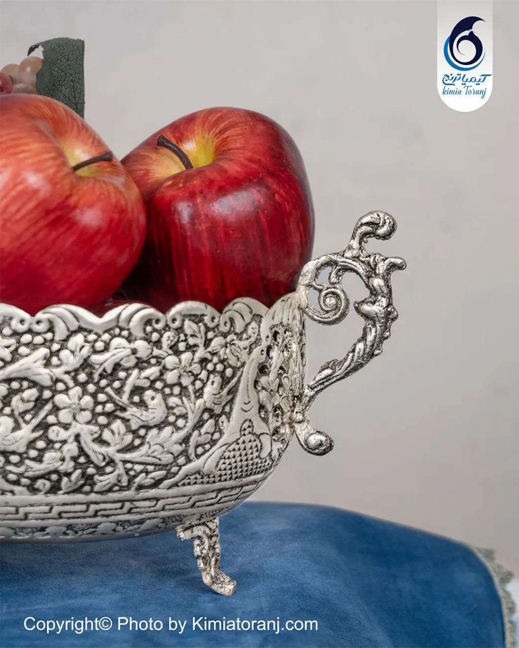 میوه خوری شبه نقره قلم گل و مرغ