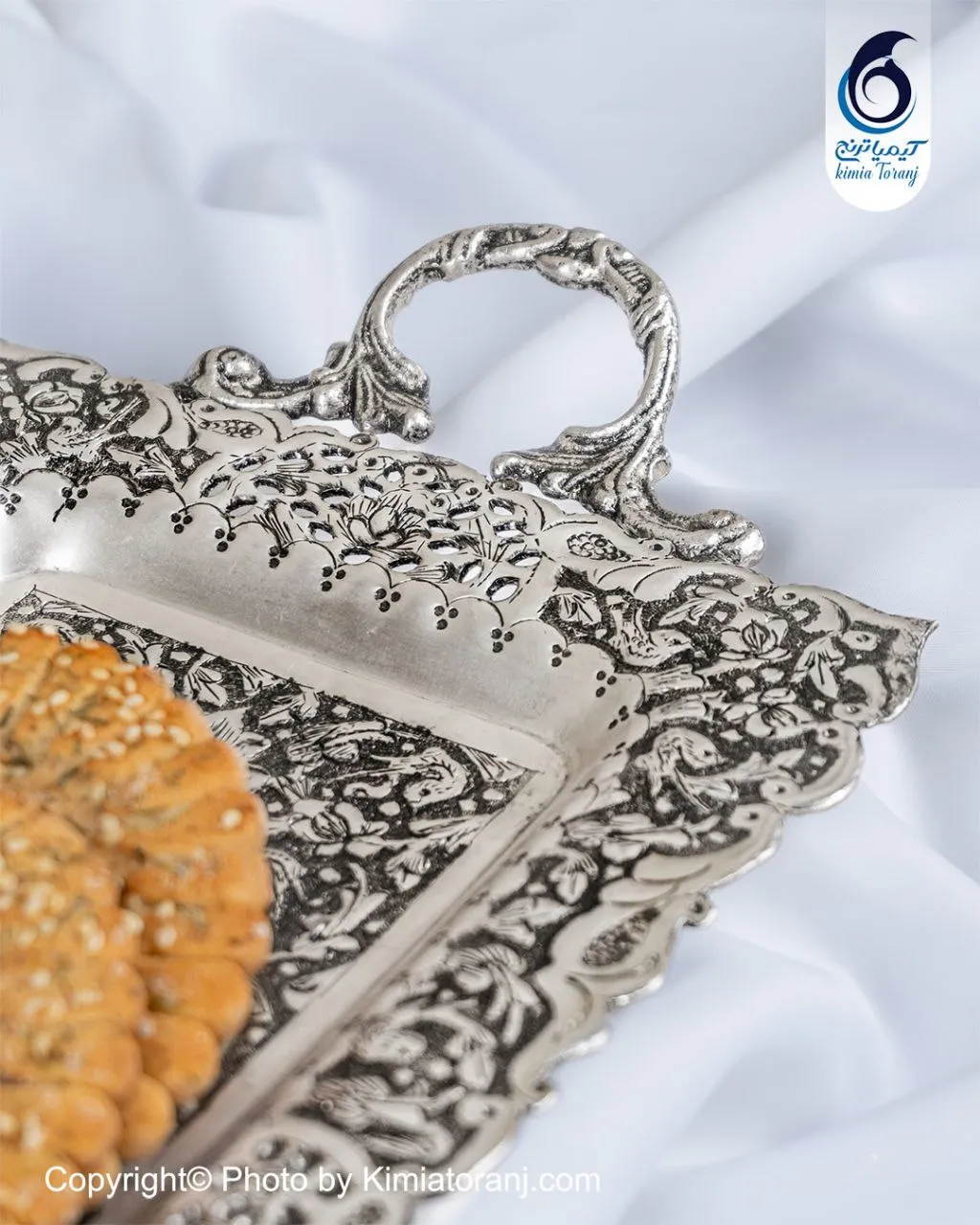 رولت خوری شبه نقره قلم گل و مرغ