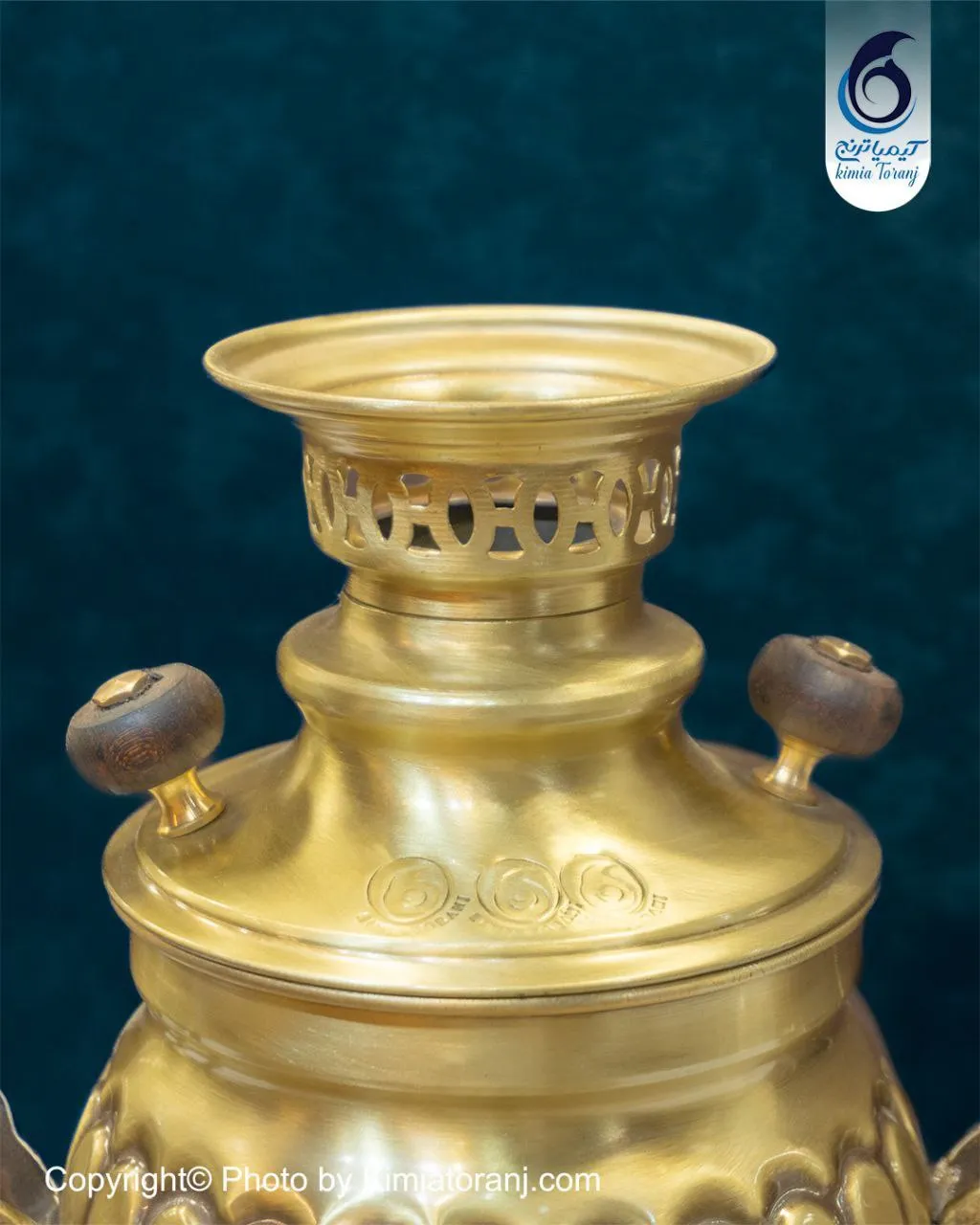 سماور زغالی 1 لیتری توپی خطی برنجی ضخیم