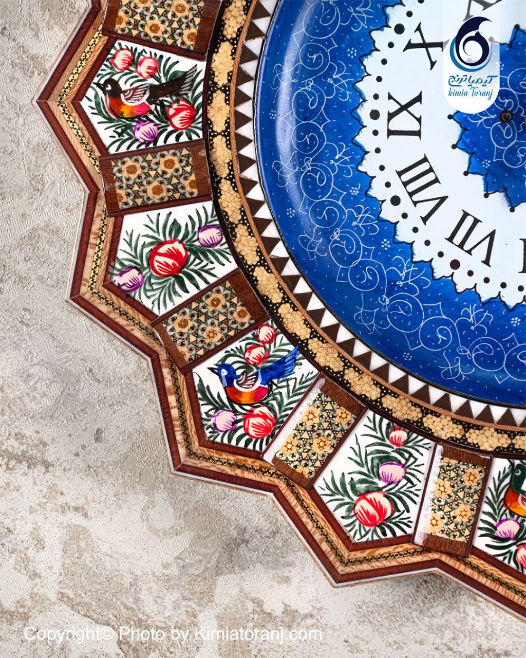 ساعت خاتم کاری و مینیاتور خورشیدی با صفحه مینا