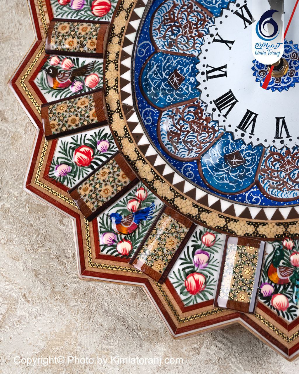 ساعت خاتم کاری و مینیاتور خورشیدی با صفحه مینا