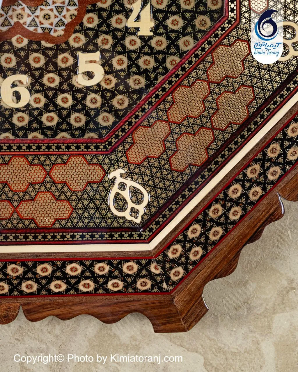 ساعت خاتم کاری هشت ضلعی با صفحه خاتم