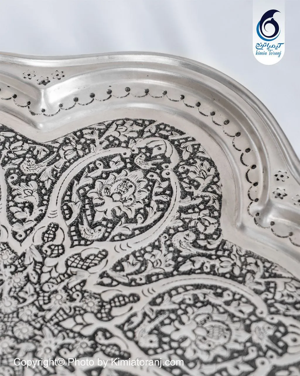 ست چایخوری 6 نفره شبه نقره قلم گل و مرغ