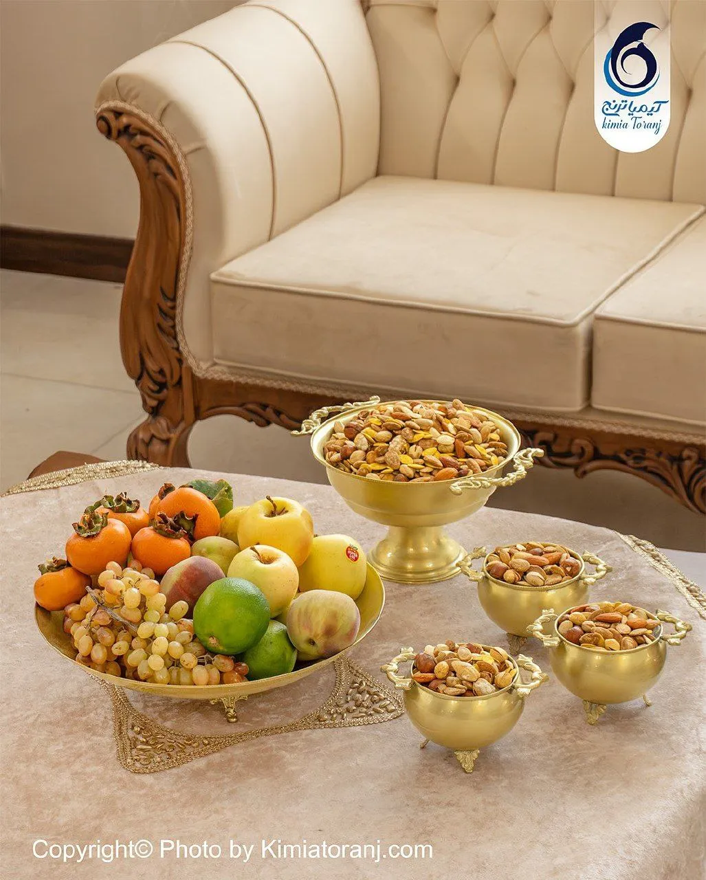 سرویس پذیرایی ساده  برنجی ضخیم