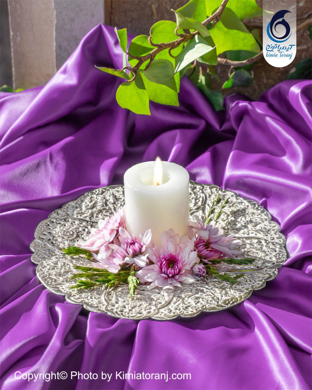 شیرینی خوری شبه نقره سه پایه قلم گل و مرغ