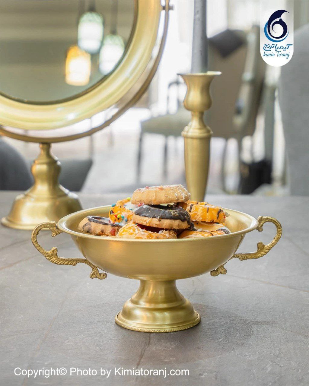 ست هفت سین تک پایه ساده برنجی ضخیم